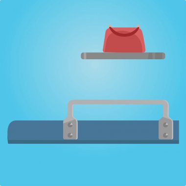 Trende yerleştirin. Raf ve çanta. Durum seyahat.