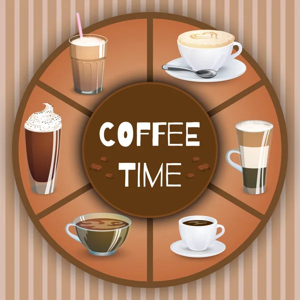 Иллюстрация с кофе. Горячие напитки — стоковый вектор