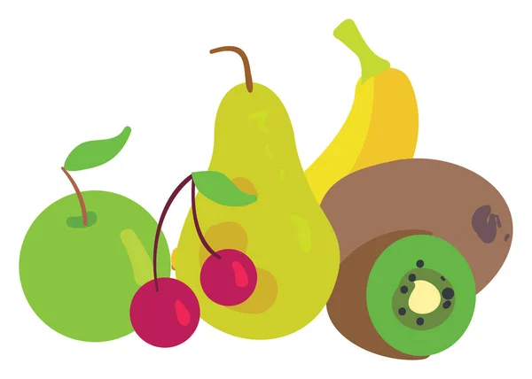 Diferentes tipos de frutas aisladas en blanco — Foto de Stock
