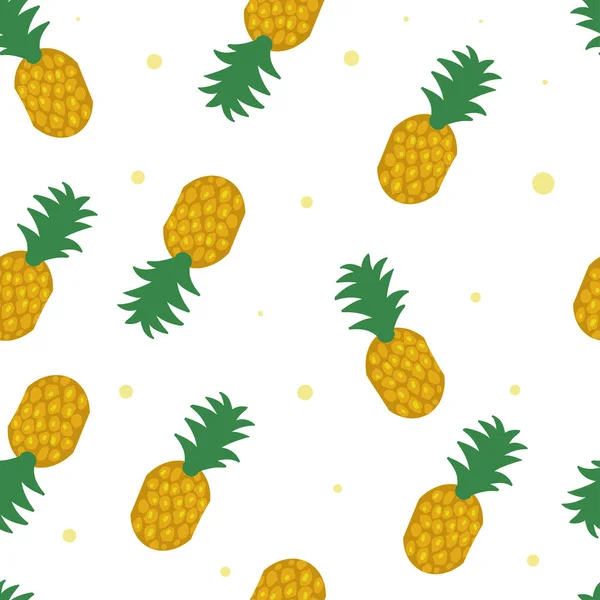 Seamless pineapple pattern on white background — Stock Vector