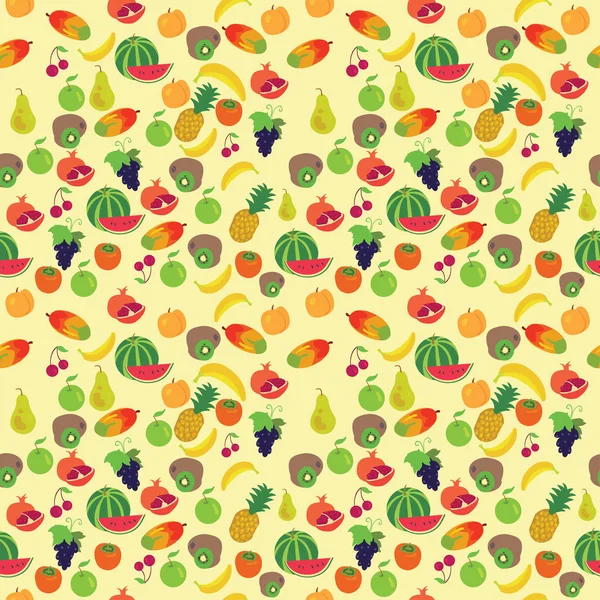 Fruit patroon op een gele achtergrond — Stockvector