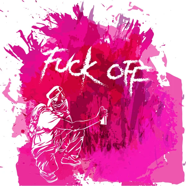  Nokta sıçrama suluboya tarzında ile boyayın. Grafiti adam sokak sanatı duvara yapar..