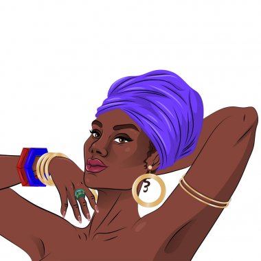 Afrika kökenli Amerikalı siyah güzellik kadın portre.