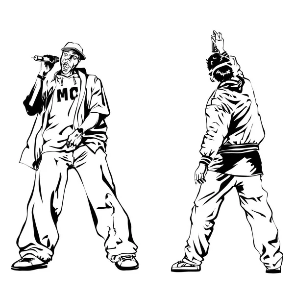 Násilník a graffiti chlap na bílém pozadí. Extrémní téma moderní tisk. Izolované na bílém — Stockový vektor