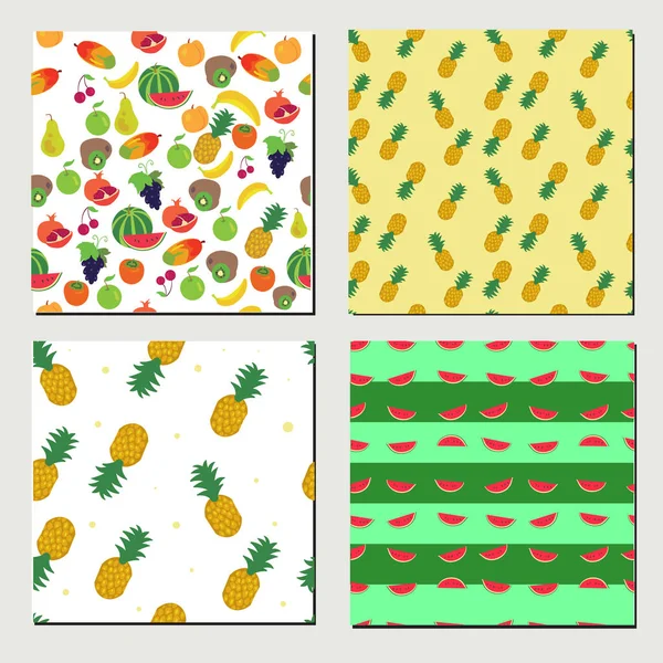 Set of seamless fruit pattern — Stock Vector