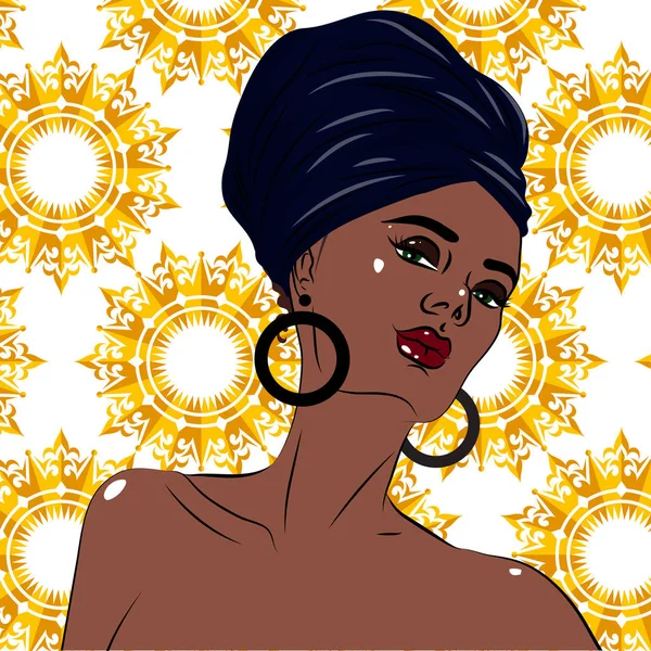 Afrika kökenli Amerikalı siyah güzellik kadın portre. — Stok Vektör