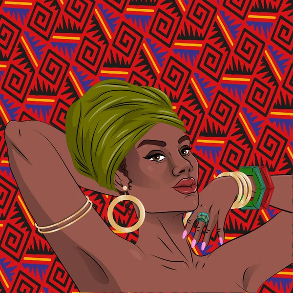 Афро-американських краси чорні жінка портрет — стоковий вектор