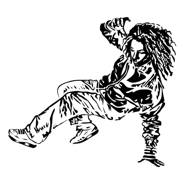 Násilník tanečnice na bílém pozadí. Extrémní téma moderní tisk. Izolované na bílém — Stockový vektor