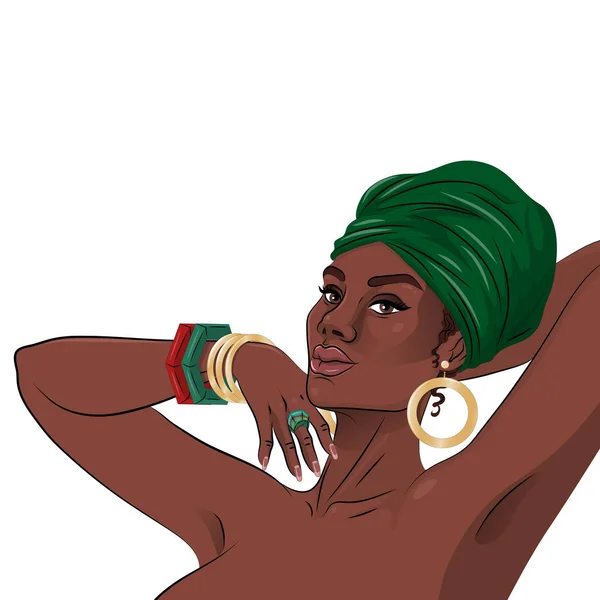 Afro-américain noir beauté femme portrait . — Image vectorielle