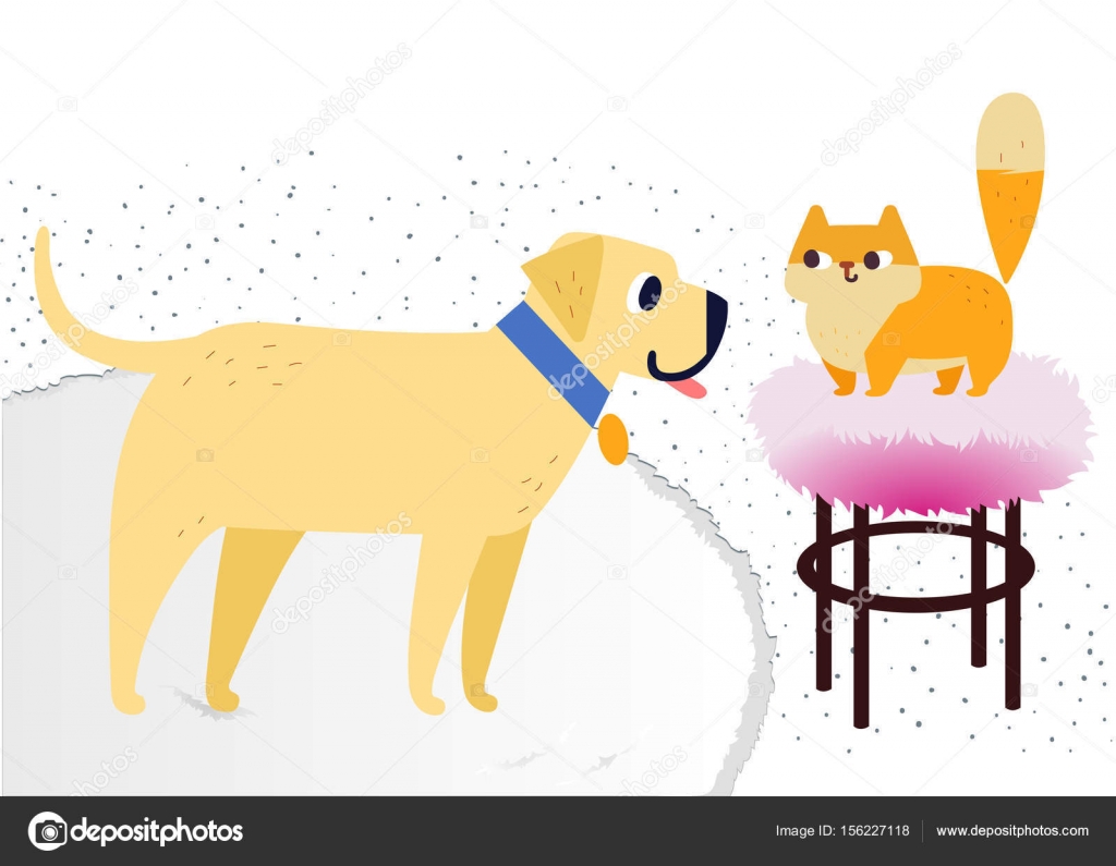 Personnages De Chat Et De Chien Meilleures Amies Heureux