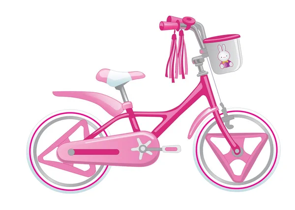 Niedliche Kinder Fahrrad für ein Mädchen Vektor Illustration isoliert auf weißem Hintergrund — Stockvektor