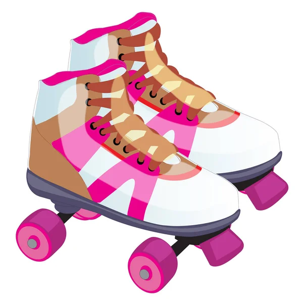 Skate design retro. Um clássico de patins comumente usado e popular nos anos 70 e 80, mesmo no início dos anos 90 . — Vetor de Stock