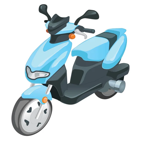 Blauwe kleur Scooter motorfiets geïsoleerd op een witte achtergrond. Vectorillustratie — Stockvector