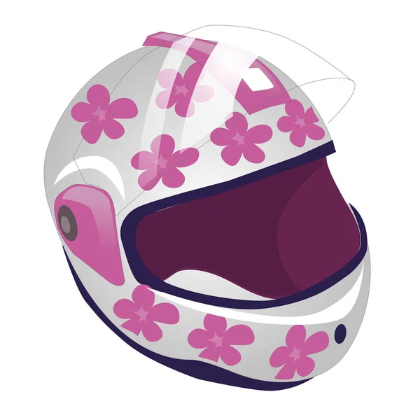 Vectorillustratie cartoon van sport helm voor rolschaatsen. Wit in roze bloem. — Stockvector