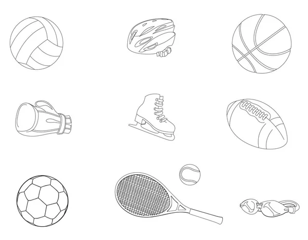Conjunto de ícones desportivos diferentes. Isolado em fundo branco. Ilustração vetorial —  Vetores de Stock