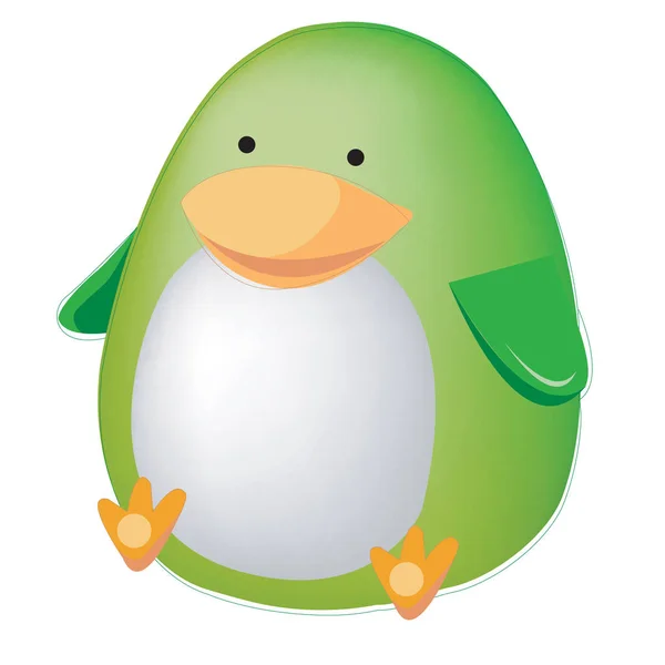 Толстый зеленый игрушечный пингвин изолирован на белом фоне. Векторная иллюстрация — стоковый вектор