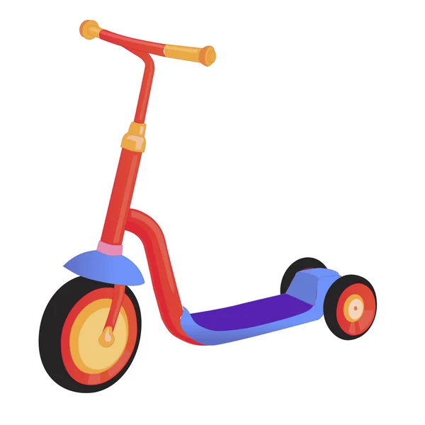 Cartoon söt färg kick scooter. Tryck scooter isolerad på vit bakgrund. Eco transport för barn. Vektorillustration. — Stock vektor