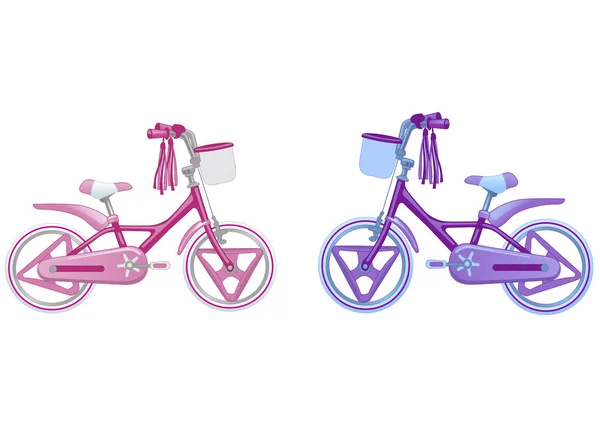 Två söta barn cyklar. Vektorillustration isolerade på vit bakgrund — Stock vektor