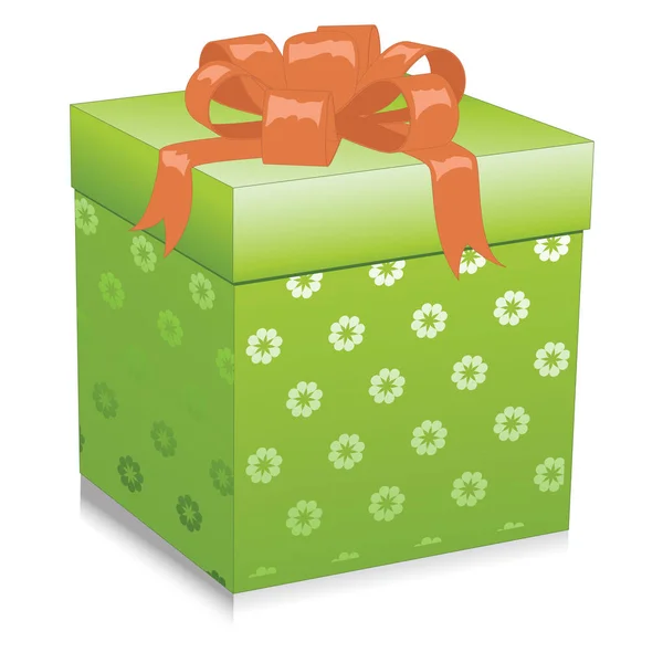 Illustrazione con scatola regalo verde isolato su sfondo bianco. Illustrazione vettoriale . — Vettoriale Stock