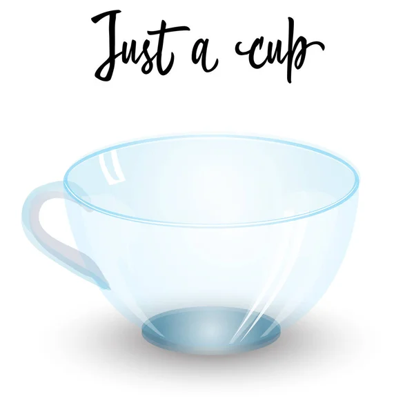 Taza de vidrio de café o té vacía aislada sobre fondo blanco. Ilustración vectorial. Vidrio transparente . — Vector de stock