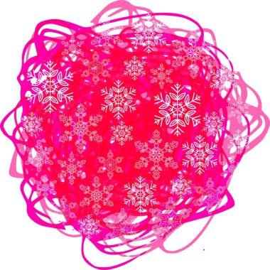 Pembe bir yerde kar taneleri ile Noel kartı. Vektör çizim.
