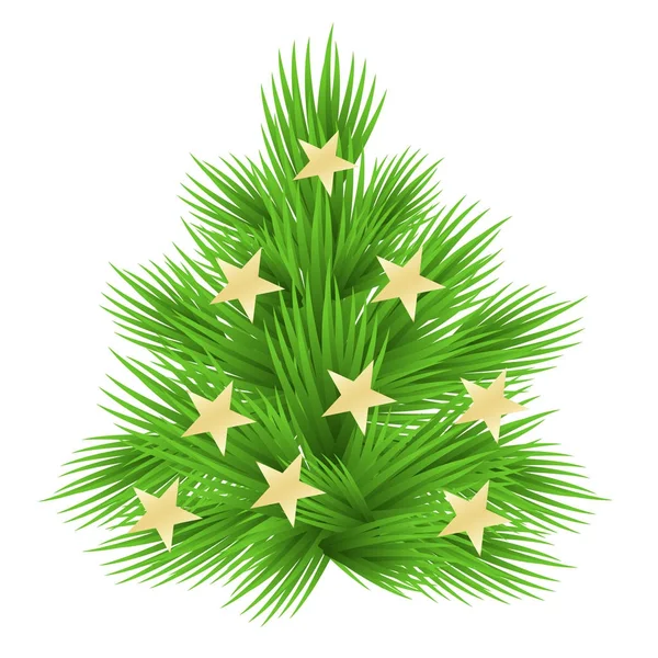 Üppiger Tannenbaum mit Sternen geschmückt. isoliert auf weißer Vektor-Illustration — Stockvektor
