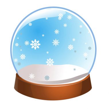Kar küresi kar taneleri içinde izole üzerinde beyaz arka plan ile. Noel sihirli top. Snowglobe vektör çizim. Kışın cam top, kristal kubbe simgesi