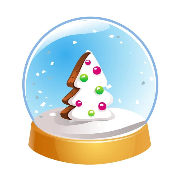 Boule à neige avec sapin de Noël à l'intérieur isolé sur fond blanc. Boule magique de Noël. Illustration vectorielle boule de neige. Hiver en boule de verre, icône de dôme de cristal. — Image vectorielle