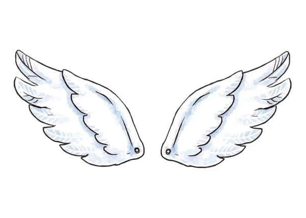 Sevimli çizgi kanatları. Vektör illüstrasyon izole beyaz melek ya da kuş kanat simgesi olan.
