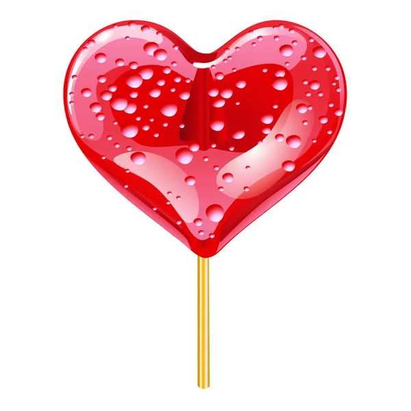 Sucette violette en forme de cœur. Eléments de design pour la Saint Valentin. Illustration vectorielle. — Image vectorielle