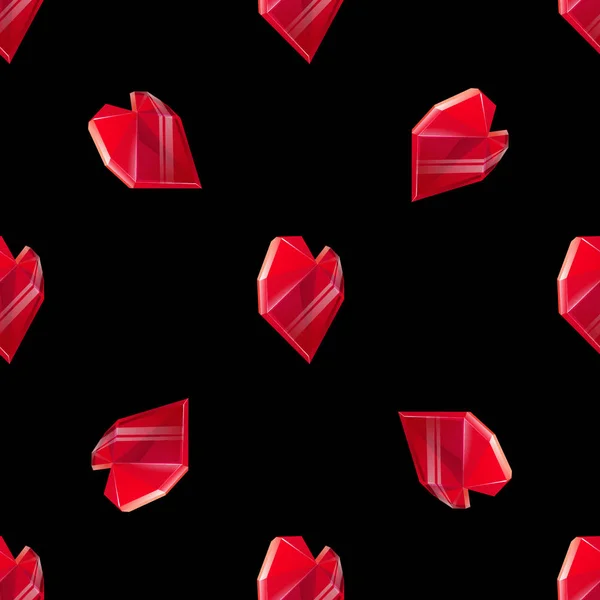 浪漫快乐情人节背景红水晶心上黑色。矢量设计. — 图库矢量图片