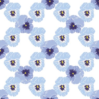 Hercai Menekşe çiçek beyaz arka plan üzerinde ile Seamless modeli. Düğün davetiyeleri ve tebrik kartı tasarımı için çiçek çiçek açan vektör kümesi.