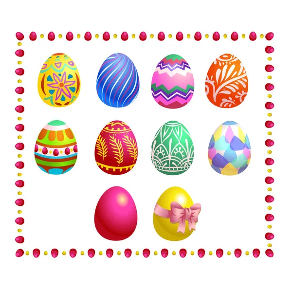 Set of colored Easter eggs. Vector illustration isolated on white background. Clipart for the holiday design and cards. — Stock Vector