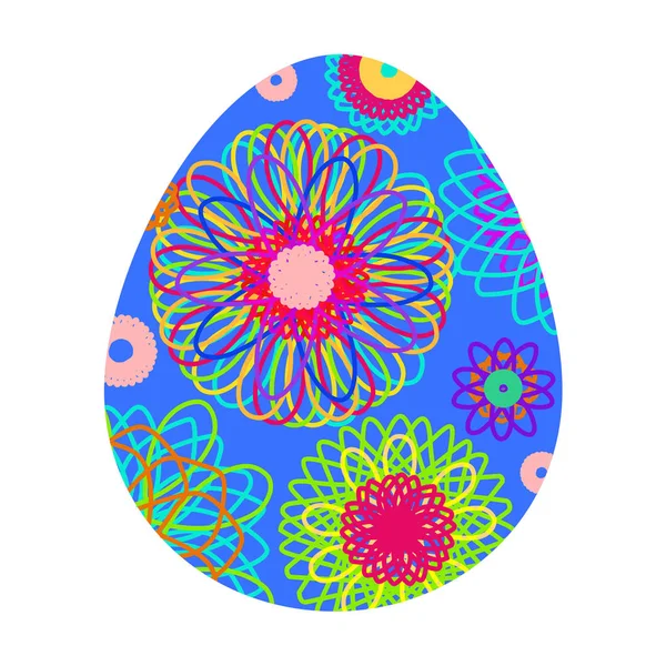 Colored Easter egg with a bright pattern. Vector illustration isolated on white background. Clipart for the holiday design and cards. — Stock Vector