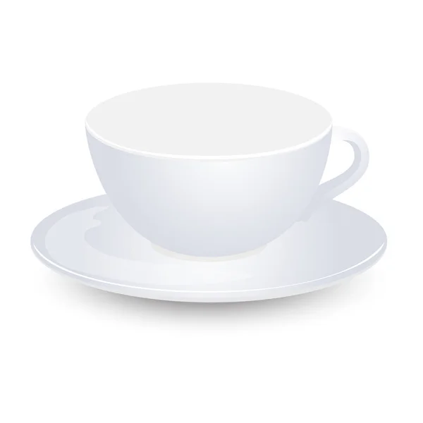 Blanco taza vacía maqueta en el diseño de vectores de placas. Aislado sobre fondo blanco. — Vector de stock