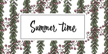 Sorunsuz elle çizilmiş desen. Kabataslak yaprakları ve meyveleri yumuşak renkler - vektör arka plan yazdırma.