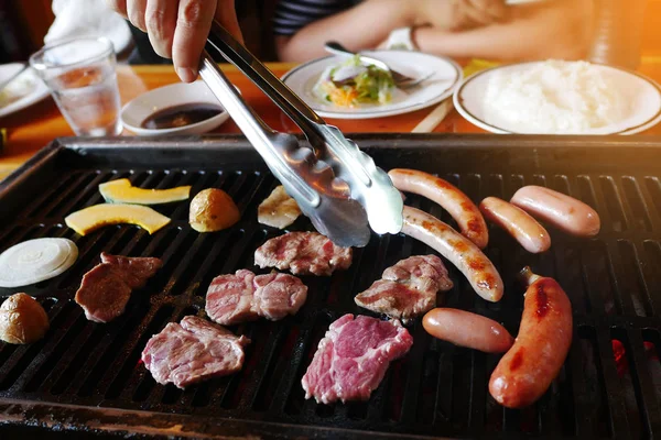 Wagyu carne, legumes e salsicha churrasqueira yakiniku no forno Fotografias De Stock Royalty-Free