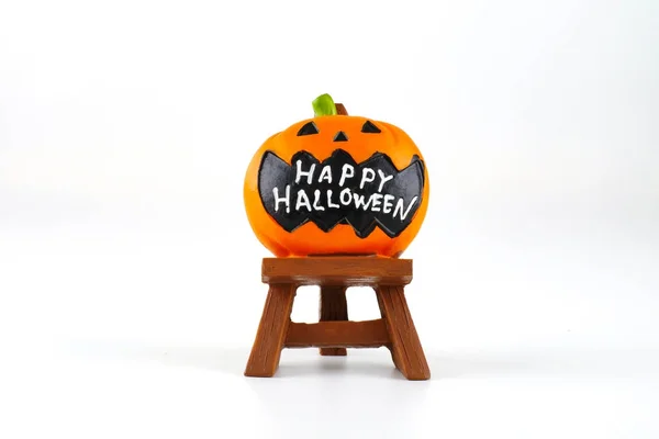 Décoration accessoire Jack lanterne citrouille (Joyeux mot d'Halloween) isolé sur fond blanc — Photo