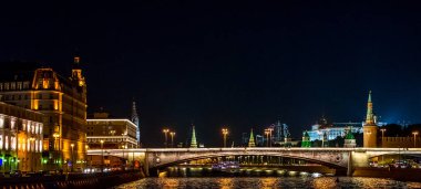 Moskova Nehri kremlin gece, Moskova Rusya