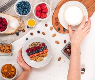 Günaydın, metin alanı en iyi manzaralı sağlıklı kahvaltı