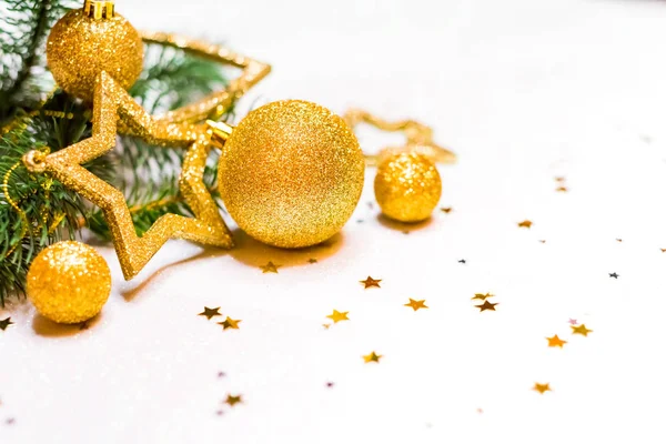 Altın Christmas arka plan, Noel kartı, metin için yer — Stok fotoğraf