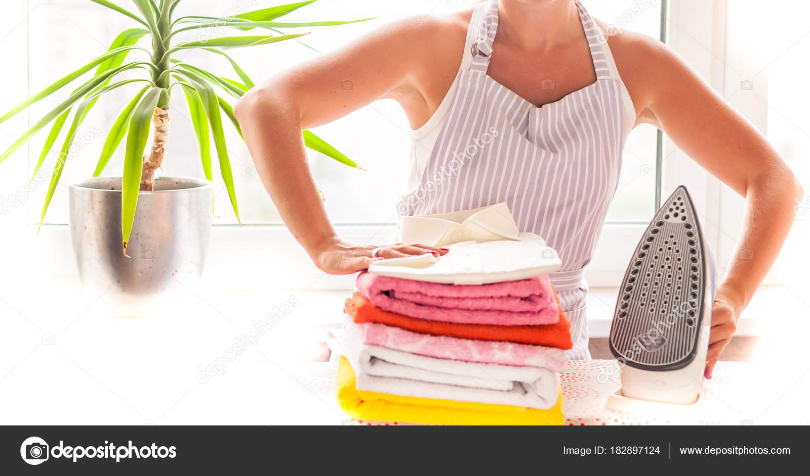 Ironing clothes on ironing board, ironed clothes ironing, laundry