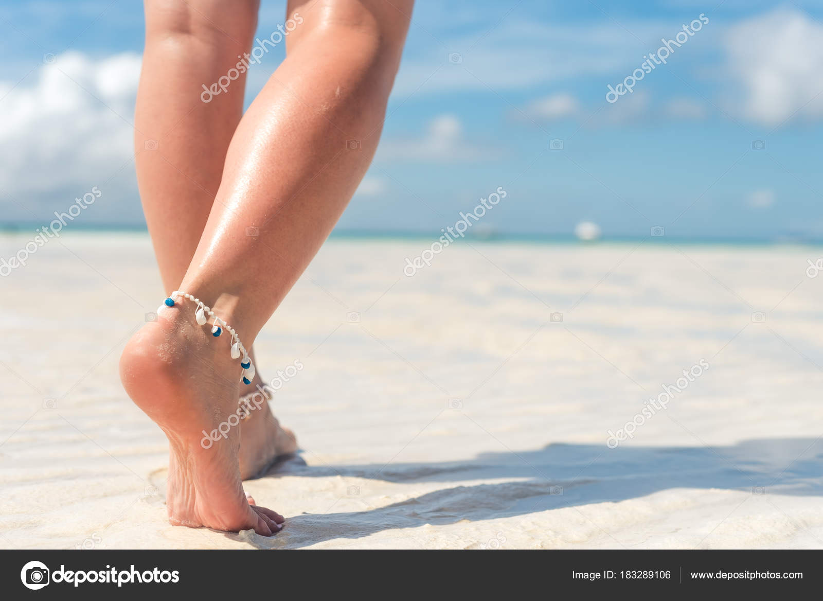 Sexy Legs On Tropical Sand Beach Walking Female Feet Closeup Sexy Legs On Tropical Sand Beach Walking Female Feet Closeup