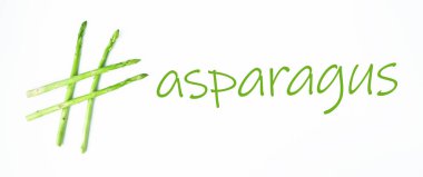 kavramsal fikir, kuşkonmazdan yapılmış hashtag, sağlıklı yemek, yeşil yemek, hashtag sağlık.