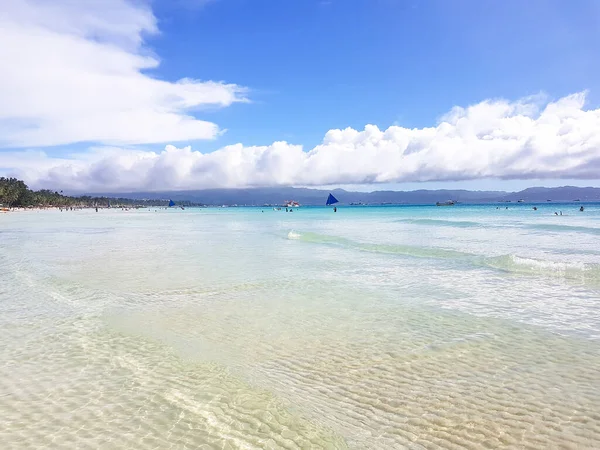 Arena Blanca Océano Cielo Azul Isla Tropical — Foto de Stock