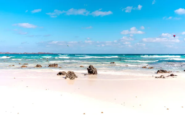 Northern Fuerteventura Corralejo Zászlós Strand — Stock Fotó