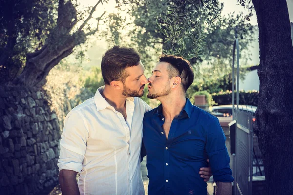 Homosexuální pár líbání — Stock fotografie