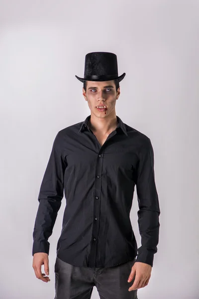 Portrait of a Young Vampire Man with High Hat — Stock Photo, Image