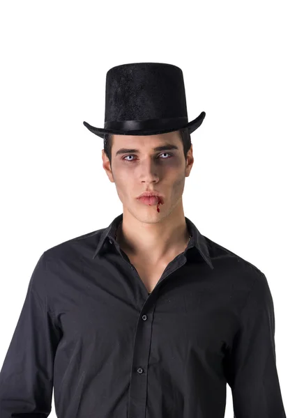 Portrait of a Young Vampire Man with High Hat — Stock Photo, Image