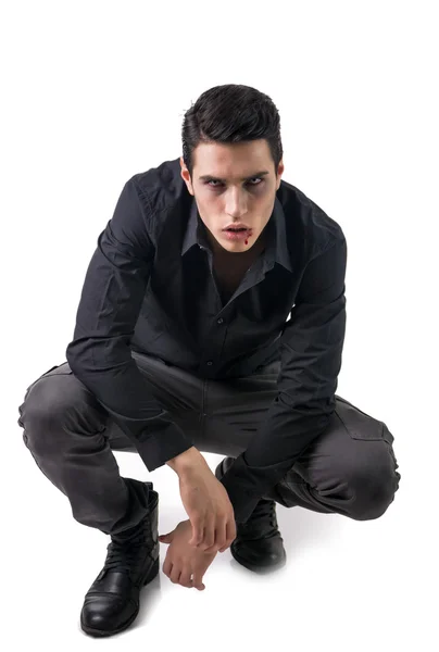 Portrait of a Young Vampire Man with Black Shirt — Stock Photo, Image